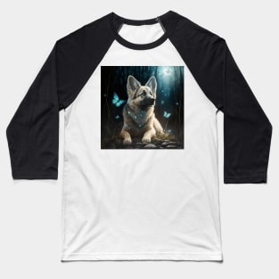 Wolfdog And Butterflies Baseball T-Shirt